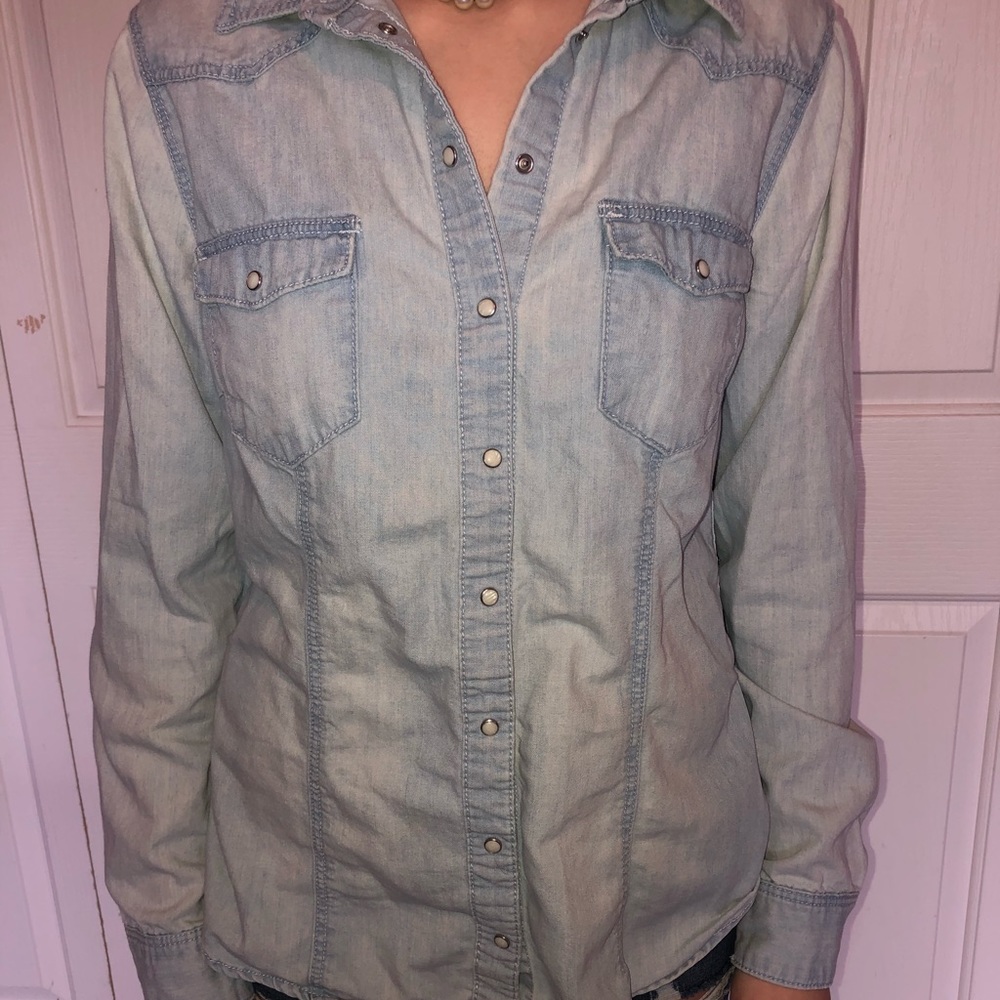 H&M denim button down shirt
